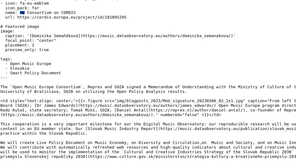 Screenshot on editing a webiste page.